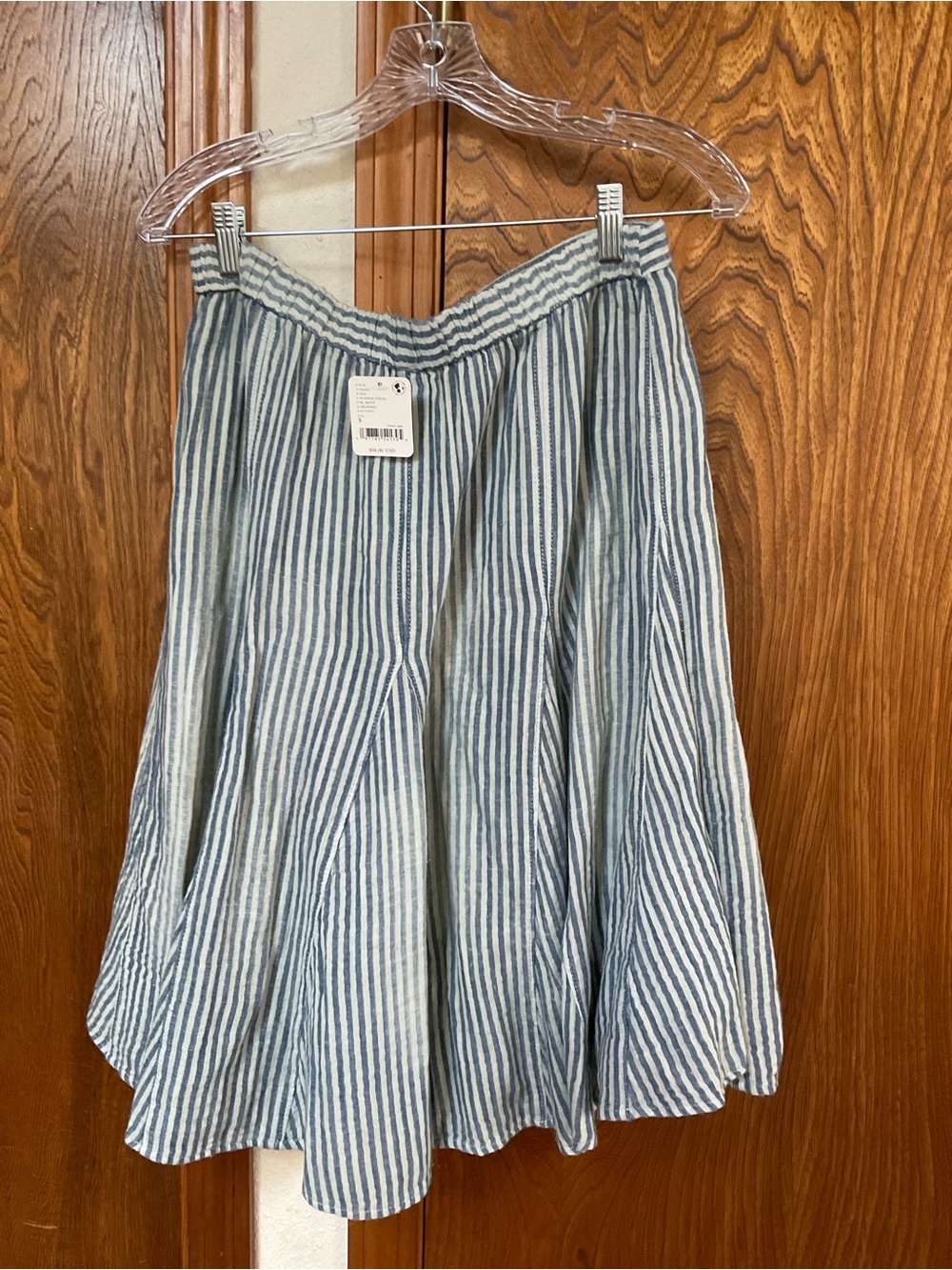 Free People Blue and White Distressed skirt. - Picture 2 of 3